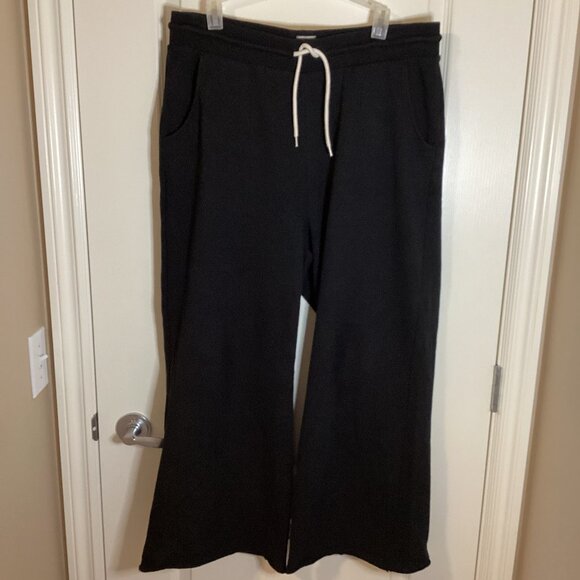 Gap Women's Wide Leg Black Sweatpants Pants Size L Casual Loungewear - Picture 1 of 8